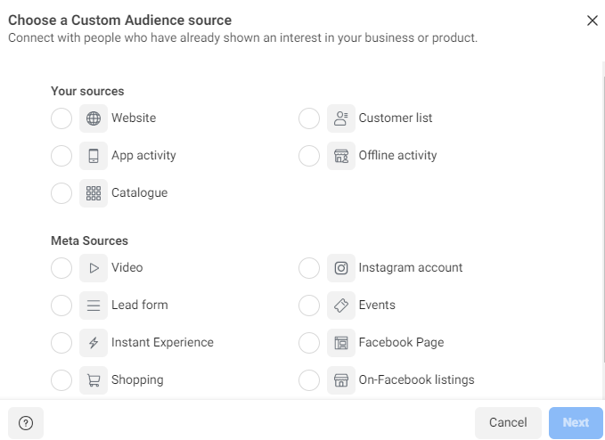 How to yse custom audience in Instagram ads