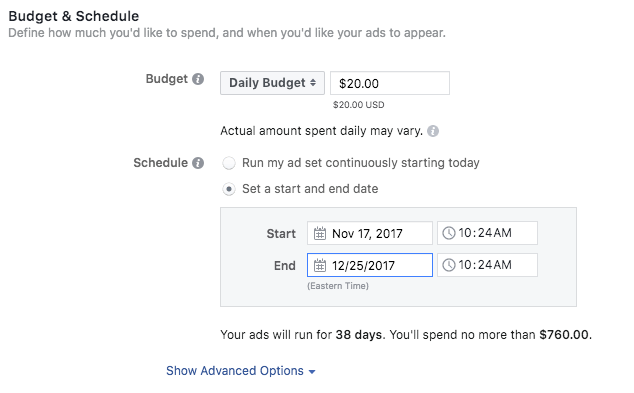 how to set instagram ads budget
